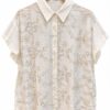 Camisa flores bordadas lentejuelas