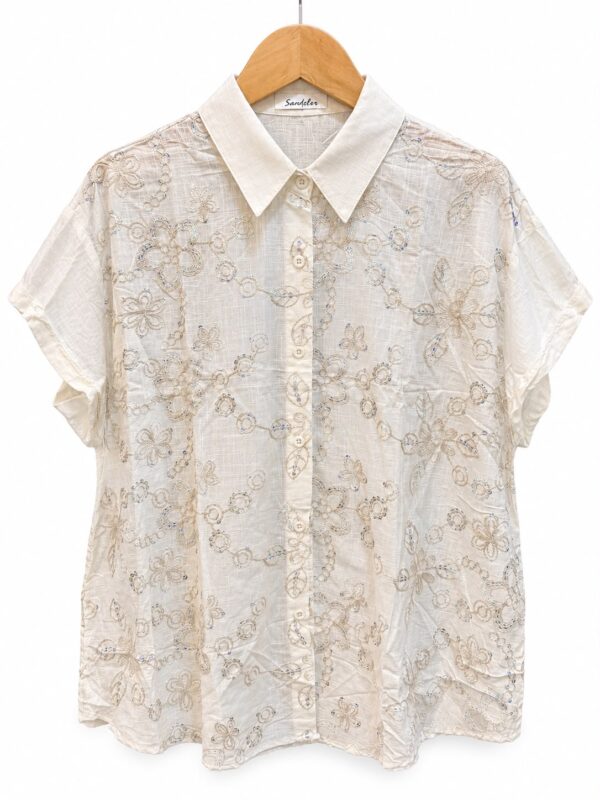 Camisa flores bordadas lentejuelas